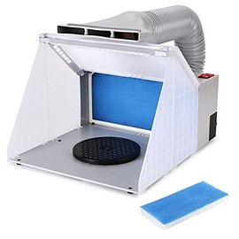 Spray Booth, AGPTEK Airbrush Spray Booth Kit with 3 LED Light Tubes, Turn Table and Exhaust Extension Hose, Portable Airbrush Spray Booth for Painting, Crafts, Nails, Art Cakes, T-Shirts and Hobby