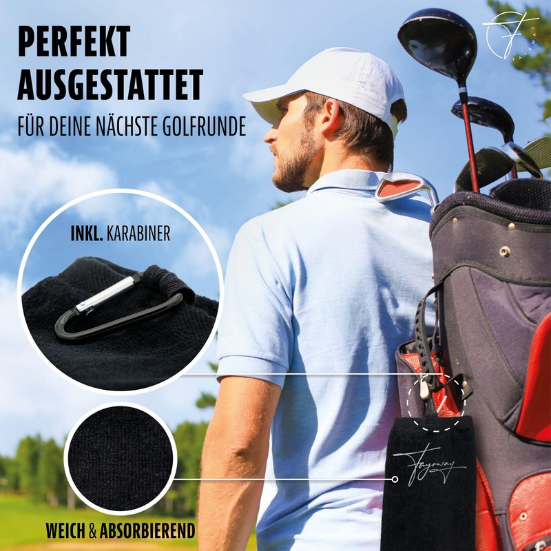 Fayrway Golf Towel Black – High-Quality Cotton Golf Towel with
