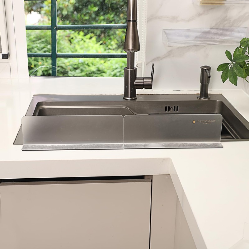 Sink Splash Guard (Upgraded Design) Transparent Acrylic (Frosted) Light Luxurious