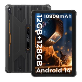 HOTWAV R8 Rugged Tablet Android 14, 10.1 inch HD+ Display 10800mAh Tablet, Octa-Core 12GB RAM+128GB ROM+1TB Outdoor Tablet, 13MP+5MP Camera IP68/IP69K Waterproof Tablet, 4G Dual SIM/5G WiFi/BT5.1/GPS