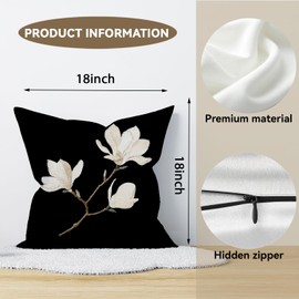 RBAFAO Vintage Floral Throw Pillow Cover 18x18 - White Magnolia Decor Pillowcase | Indoor Outdoor Cushion Case for Sofa Couch Bed Living Room Bedroom Home,Set of 2 18x18inch