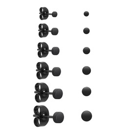 6 Pairs Black Earrings for Men, Black Stud Earrings Women, Stud Earrings for Mens, For Men Women