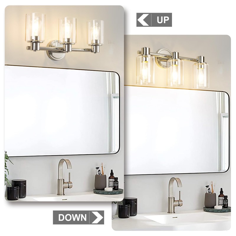 ALAISLYC 3 Light Bathroom Wall Light Fixtures Chrome Bathroom Wall