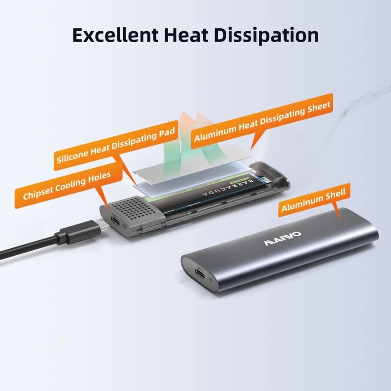 Maiwo M.2 NVMe SSD Enclosure USB 3.1 GEN2 10Gbps Support