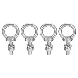 sourcing map Lifting Eye Bolt, 4 Sets M6 x 20mm Eye Bolt with Nut Washer 304 Stainless Steel Shoulder Lifting Ring Eye Bolt for Hanging Item