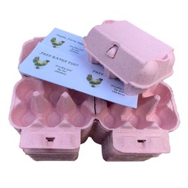 Anglia Farm Supplies - Pastel Pink Coloured Egg Boxes - half dozen cartons - with sheet 8 labels (24 Egg Boxes)