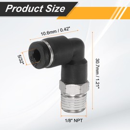 HARFINGTON 2pcs 90 Push to Connect Fittings G 5/32" Tube OD x 1/8" NPT Male Thread Elbow Fitting Quick Connect Air Hose Pneumatic Push Lock Connector for Water Gas Oil Pipe