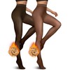 Vertvie 2 Pairs Fleece Lined Tights for Women Thermal Pantyhose