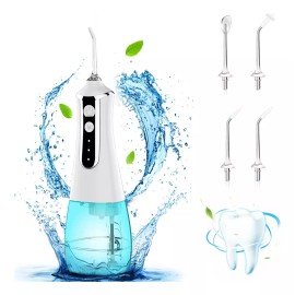 Monstyle Irrigador Bucal Portatil, Water Flosser,Limpiador De Dientes A Presion De Agua,Irrigador Dental Con 5 Boquillas 3 Modos 300ml, Usb Recargable Ipx7 Impermeable Irrigadores Bucales, De Familia Y Viajar