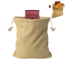 Waxed Canvas Foraging Pouch Waterproof Leather Hiking Waist Packs with Drawstring Buckle Fruit Picking Pouch Leather Mushroom Belt Pouch Collapsible Bushcraft Bag for Camping Hiking Fishing Seashells