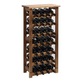 everous Wooden Wine Rack, 7 Tire Floor Wine Storage Rack, 28 Bottles Holder, Free Standing Display Rack for Kitchen, Pantry, Cellar, Natural Free Standing Floor Wine Rack