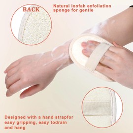 JJUNW 2 Pcs Natural Loofah Sponge Shower, Exfoliating Sponge Loofah Back Scrubber, Body Sponge Face Exfoliator Pad Soft and Skin Friendly for Women and Men Shower(4 Pcs)