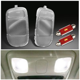 MbuyDIY - Cubierta de luz interior de mapa, cubierta de luz, consola superior con bombillas LED blancas compatibles con Dodge Ram 1500 2500 3500 2002 – 2009