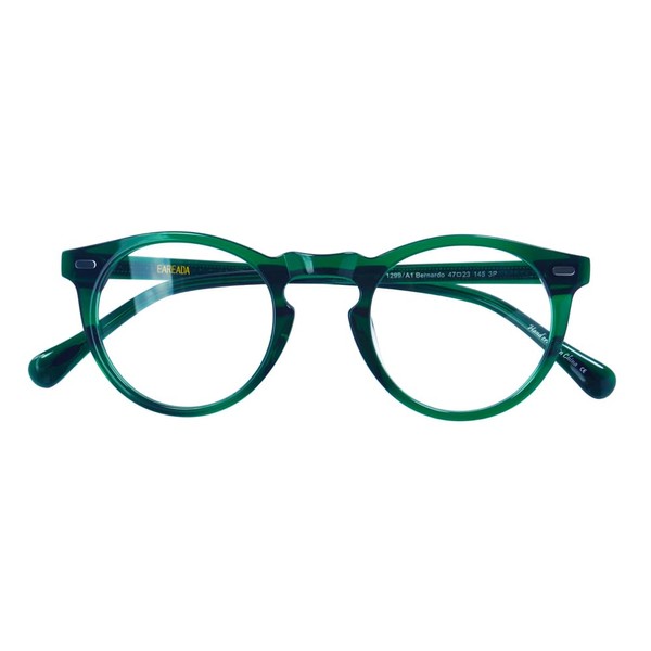 EAREADA - anteojos redondas clásico con lente transparente, lentes redondas gruesas, lentes de acetato para hombres.., Verde (Crystal Green), 47