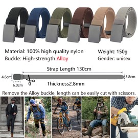 LionVII Men Elastic Stretch Canvas Belt with Metal Buckle, Breathable Fabric Web Strap Adjustable for Pants Size Below 46 Inch (Coffee)(Size: L)