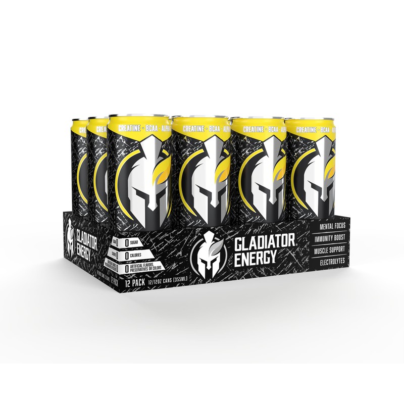 Gladiator Energy Drink, Sugar-Free, 12 Pack, Killer Kolada, 12oz Cans,