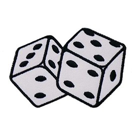 Graphic Dust White or Black Dice Embroidered Iron On Patch Applique Casino Gambling Card Las Vegas Lucky Poker Jean Jacket Backpack (White - Dice)