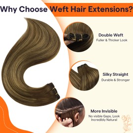 Full Shine 24 Inch Human Hair Extensions Sew In Hair Extensions Weft Extensions Real Hair Ombre Hair Extensions Sew In Color Brown To Caramel Brown Mix Brown Human Hair Weft Extensions 105G