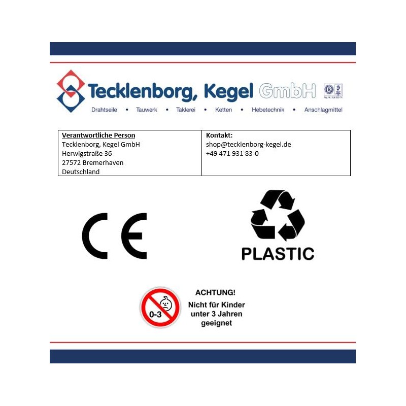 Tecklenborg Kegel GmbH V4A Stainless Steel Chain, 2.0 Metres, 3
