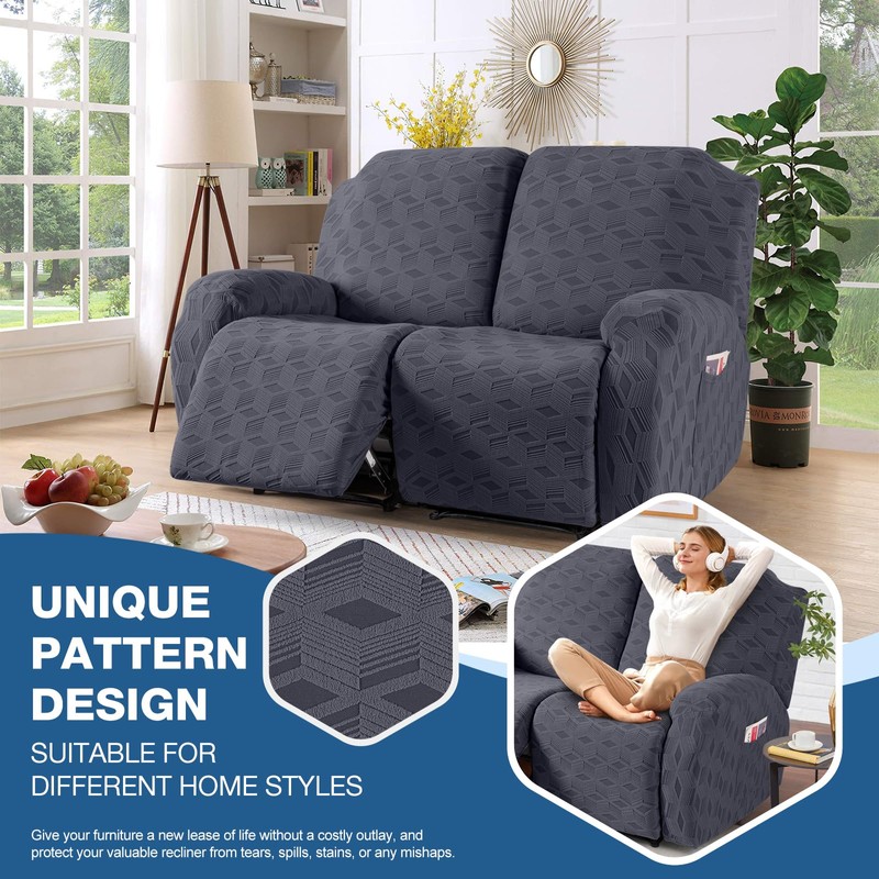 TAOCOCO Recliner Loveseat Cover, Stretch Jacquard Reclining Loveseat Cover Furniture