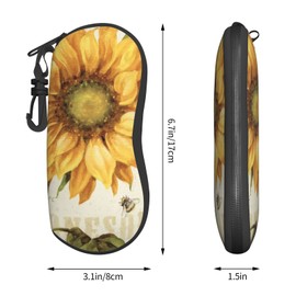 Sunflower Soft Sunglasses Case for Men Women, Ultra Light Neoprene Zipper Eyeglass Portable Glasses Case with Belt Clip