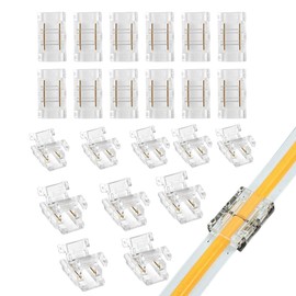 Clearhill 10mm 2Pin 20Packs LED Light Strip Connectors,Strip to Strip Connectors,Solderless Quick Adapter for Single Color 5V/12V/24V LED Strips,Transparent Terminal for Secure Connection