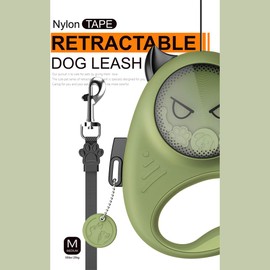 Retractable Dog Leash | 13ft/4m Length | For Dogs Up to 25kg/55lbs | Cute Animal Designs | Durable (Green)
