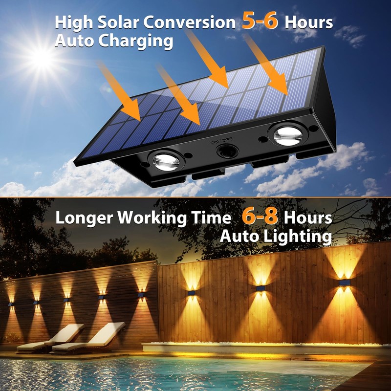 Solar Fence Lights,12 Pack Solar Lights Outdoor Warm White +