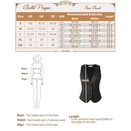 Belle Poque Womens Brown Houndstooh Waistcoat with Pockets Versatile Lapel Sleeveless Button Up Suit Vest for Shirts Tops XL