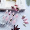 GlamRays 24 Pieces 3D Handmade False Nails with Charms, Flowers,