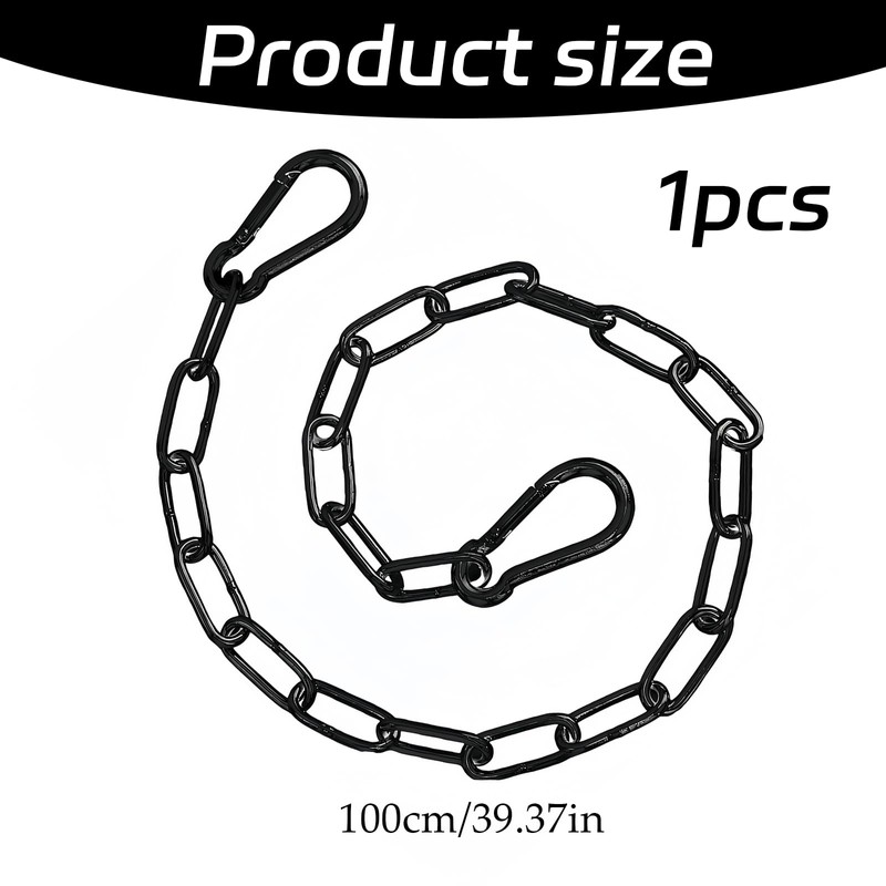 1 Pcs Black Chain, with 2 Removable Carabiners, Gate Chain,
