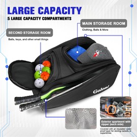 Goloni Pickleball Backpack for Men or Women Holds 4+ Rackets with Independent Ventilated Shoe Compartment Pickleballs Accessories Storage