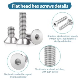 Leryati DIN 7991 A2 V2A Countersunk Screws M6 x 20 mm Stainless Steel Countersunk Screws with Hexagon Socket Full Thread Countersunk Screws with Metric Pack of 20