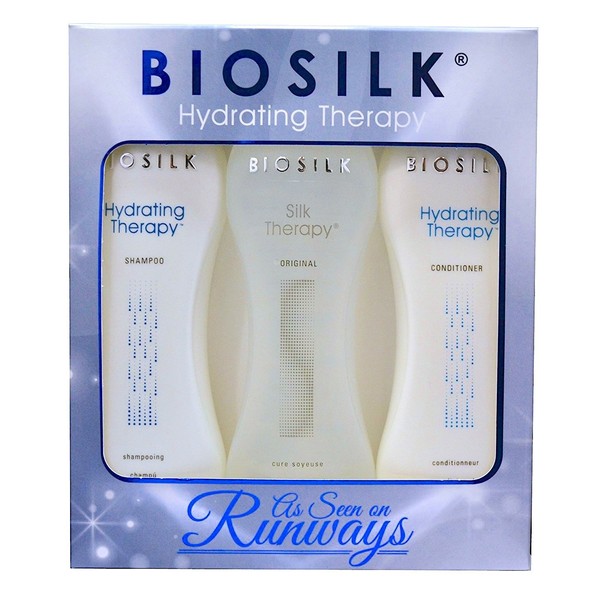 Biosilk Hydrating Therapy Trio - Shampoo, Conditioner and Biosilk Silk Therapy Original Serum