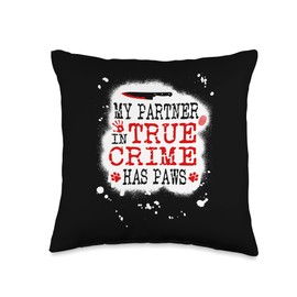 Partner in True Crime and Dogs Murder Show Murderino Throw Pillow