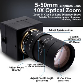 SVPRO CCTV 5-50mm Varifocal Lens 8Megapixel High Definition Sony (1/3.2'') IMX179 Super Mini HD 8MP Industrial Camera USB(SV-USB8MP02G-SFV)