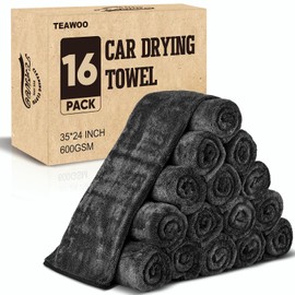 TEAWOO 16-Pack Microfiber Towels for Cars, Super Absorbent Car Drying Towel, Extra Large Car Towel (600GSM, 24" x 35")