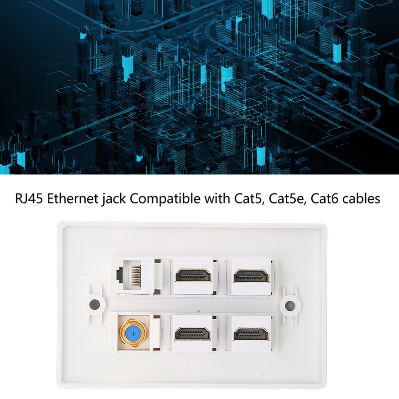 Wall Plate 6 Ports HD Multimedia Interface CAT6 TV F