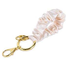 Junyuerly Wrist Strap Key Chain Elastic Scrunchie Bracelet Multifunctional Key Ring for Women (Style A -white)