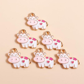 Cute Cow Dangle Earrings for Women - Zodiac Strawberry Cow Jewelry for Women (White Pink)