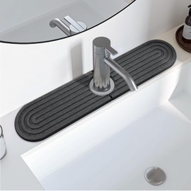 LeKuni Abtropfmatte Spüle, Kieselgur Stein Waschbecken Splash Pad, Wasserhahn Spritzschutz Pfannen Saugfähige Matte, Sink Mat Für Küche Und Badezimmer [Grau, 45x10cm]