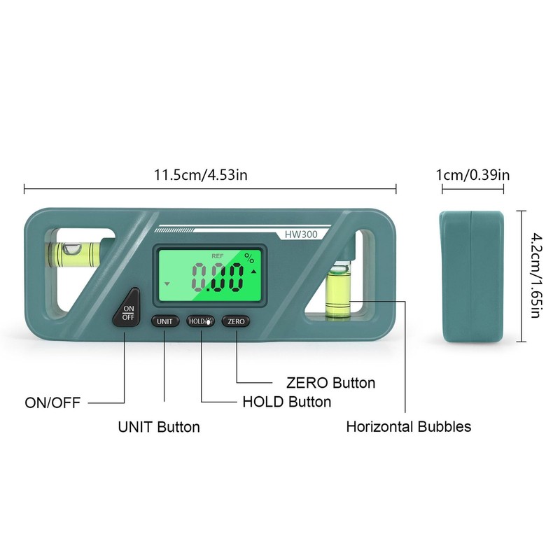 Digital Protractor Level Gauge, 4 X 90° Magnetic Inclinometer with
