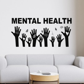 Vinyl Wall Decal Mental Health Care Banner Thinking Logic Stickers Mural (g9998) Black