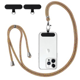 Knrlqim Handykette Universal, Handy Lanyard Chain Handyband Kette zum Umhängen, Einstellbar und Abnehmbar,Kordel für alle Smartphones mit 2 Stück Universelles Patch(ohne Hülle),Gelber Regenbogen