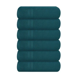 BOUTIQUO Ultra Soft 6-Piece Hand Towel Set 16x28-100% Ringspun Cotton - Durable & Highly Absorbent Hand Towels - Ideal for use in Bathroom, Kitchen, Gym, Spa & General Cleaning - Teal
