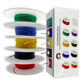BlueMW 20 AWG 0.5 mm² Solid Core Electrical Wire 5 Colors 16.4 Feet（5 Meter）Each Tinned Copper 20 Gauge Hook up Wire Kit for DIY