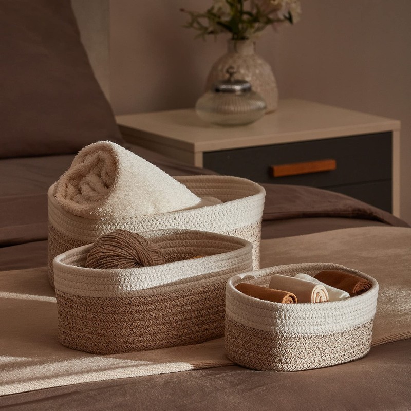 LA JOLIE MUSE Storage Baskets, Cotton Rope Woven Bathroom Storage