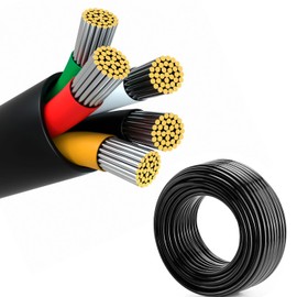18 Gauge Wire, 5-Conductor Electrical Wire. 18 AWG Stranded Flexible PVC Tinned Copper 18/5 Cord Extension Cable is Used for LED Lamp Lighting, Automotive, Speaker, Audio, Power, etc. (33FT - 10M).