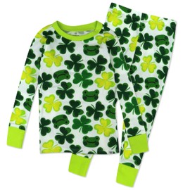 HonestBaby Celebration 2-Piece Pajamas Sleepwear PJs 100% Organic Cotton for Baby, Toddler, Kids, Froggy Fortune