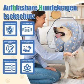 Inflatable Dog Collar, Leak Protection, Dog Collar with Adjustable Buckle, Soft Collar for Dogs, Protective Collar for Dogs for Recovery After Surgery or Castration Wounds